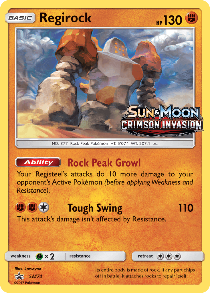 Regirock, carta SM74 de SM Black Star Promos