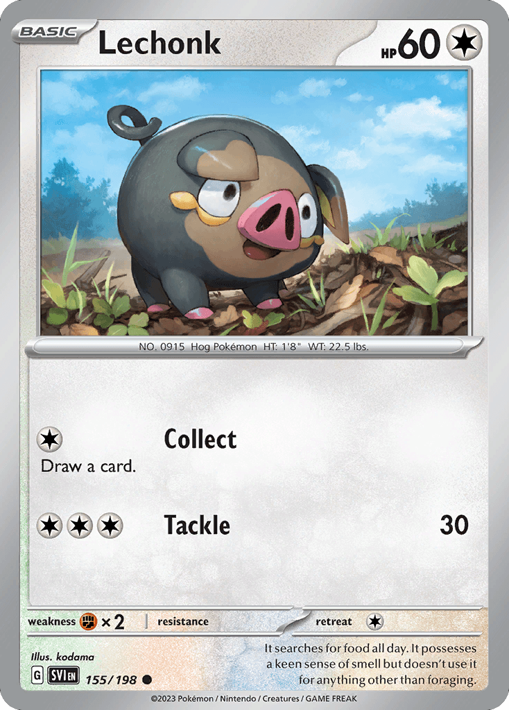 Lechonk, carta 155 de Scarlet & Violet