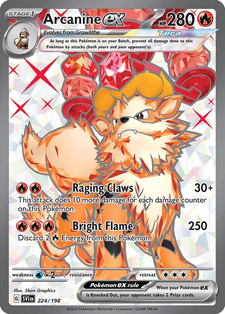 Arcanine ex, carta 224 de Scarlet & Violet