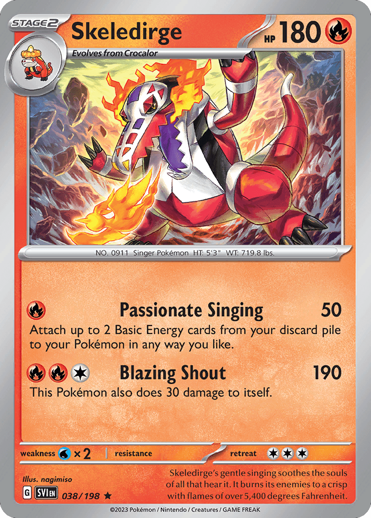 Skeledirge, carta 038 de Scarlet & Violet