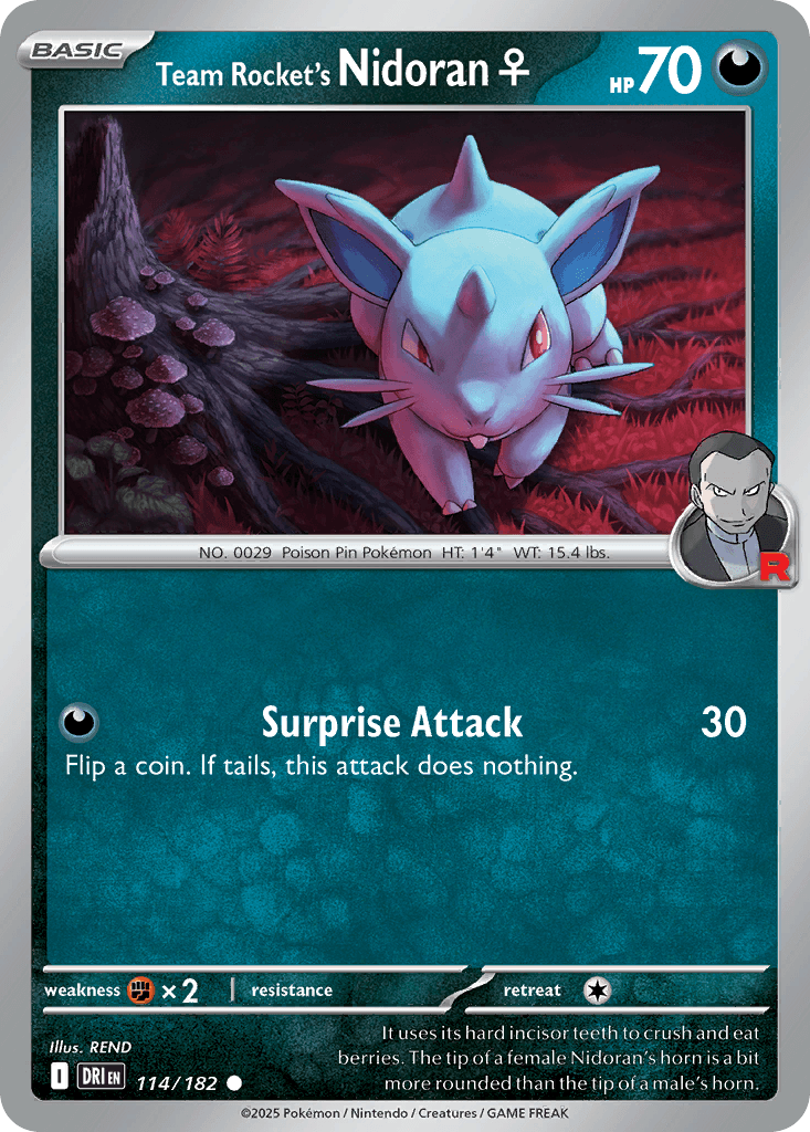 Team Rocket's Nidoran♀, carta 114 de Destined Rivals