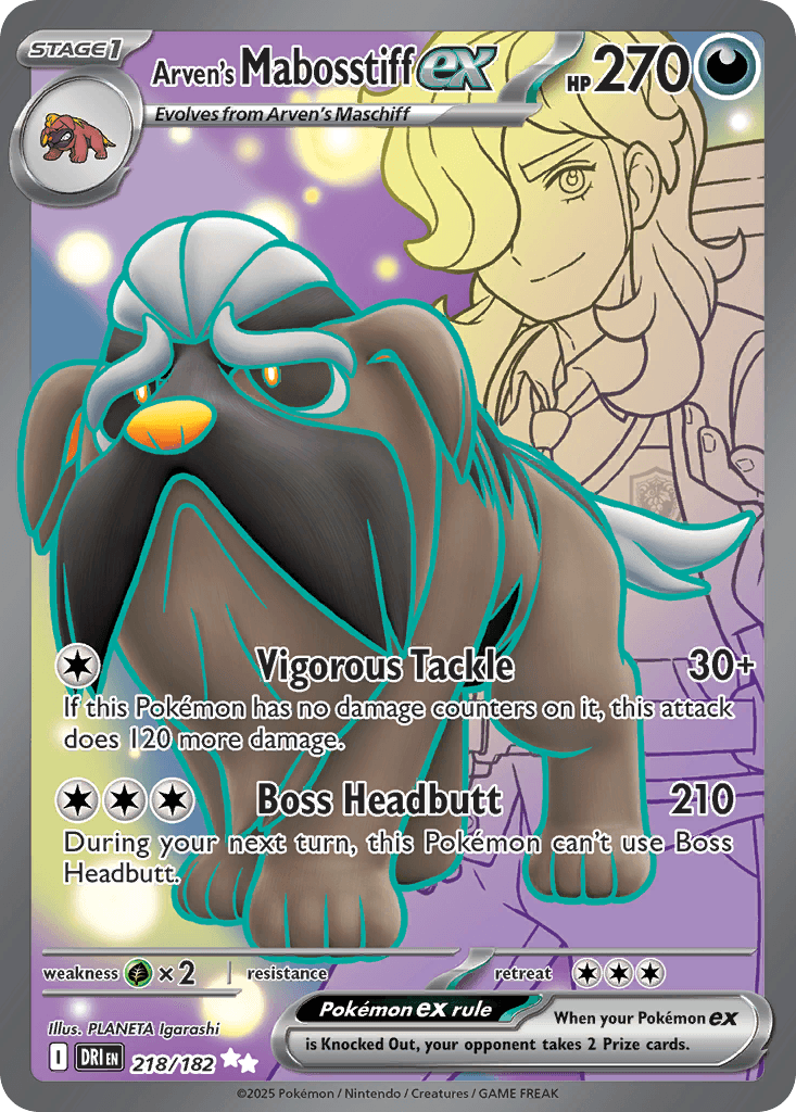 Arven's Mabosstiff ex, carta 218 de Destined Rivals