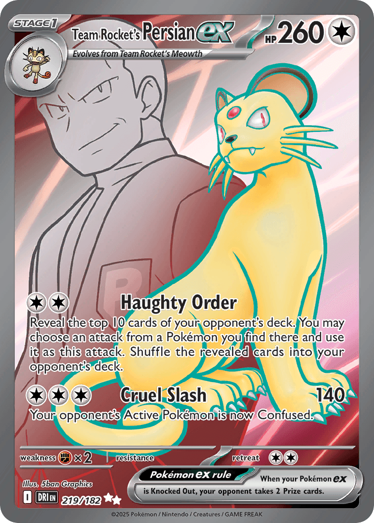 Team Rocket's Persian ex, carta 219 de Destined Rivals
