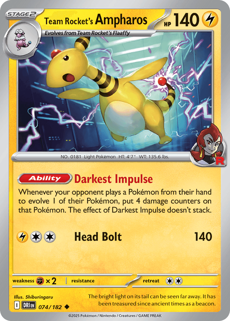 Team Rocket's Ampharos, carta 074 de Destined Rivals