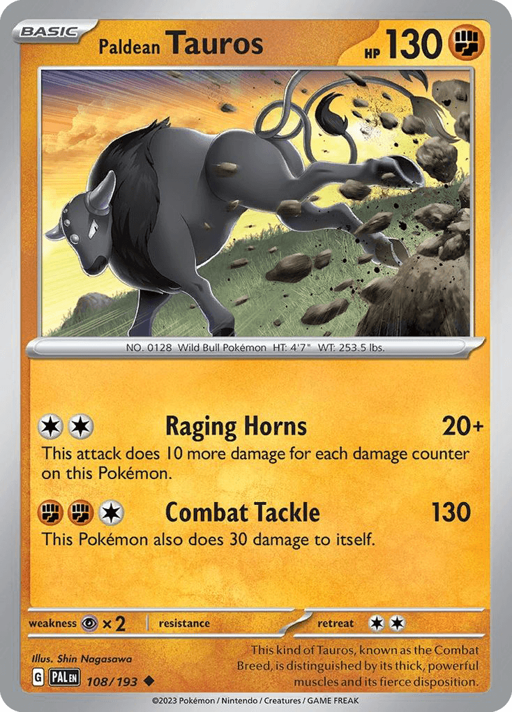Paldean Tauros, carta 108 de Paldea Evolved
