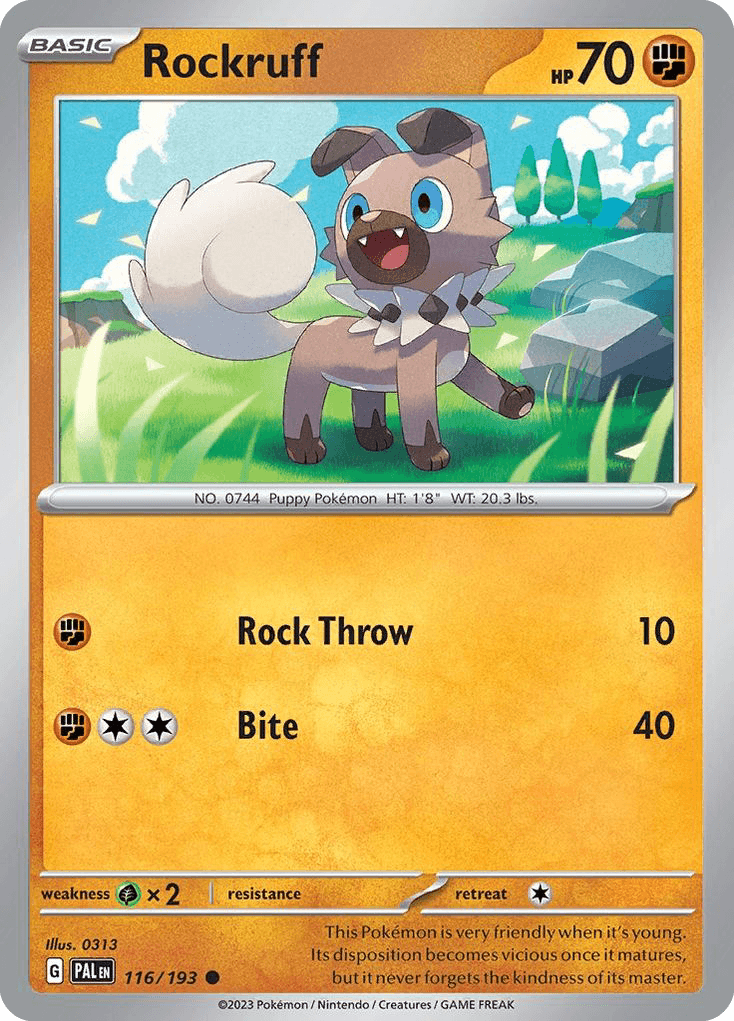 Rockruff, carta 116 de Paldea Evolved