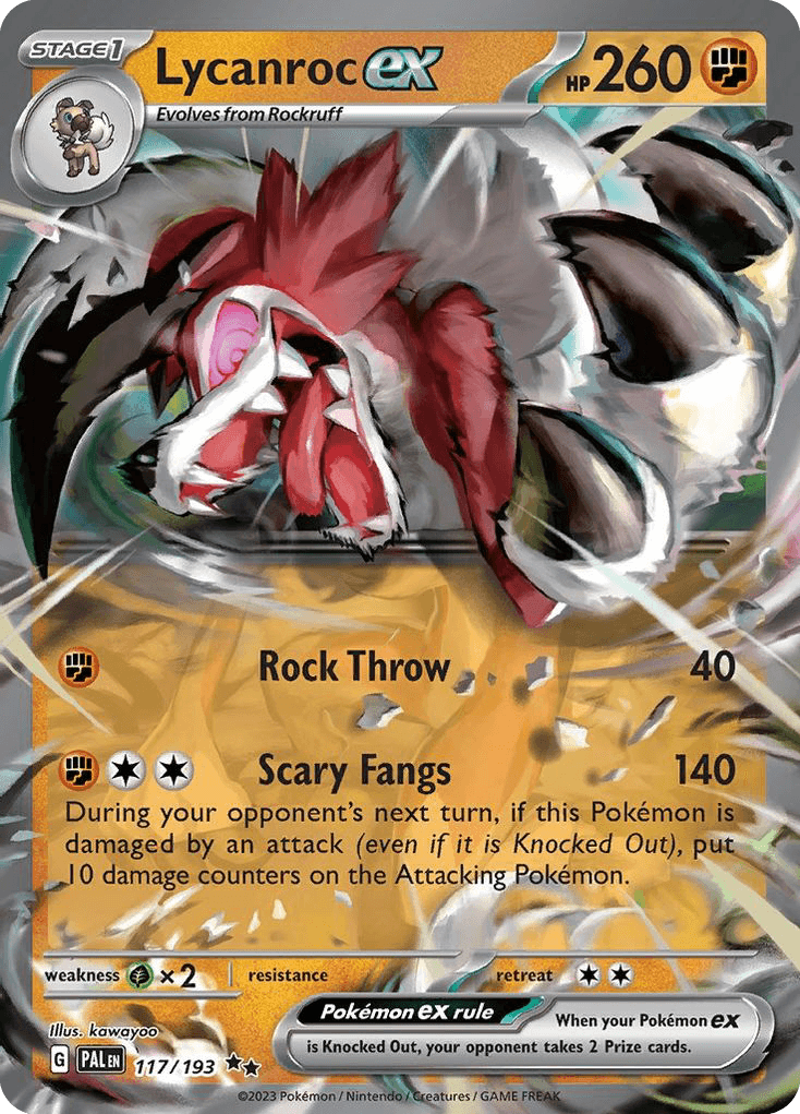 Lycanroc ex, carta 117 de Paldea Evolved