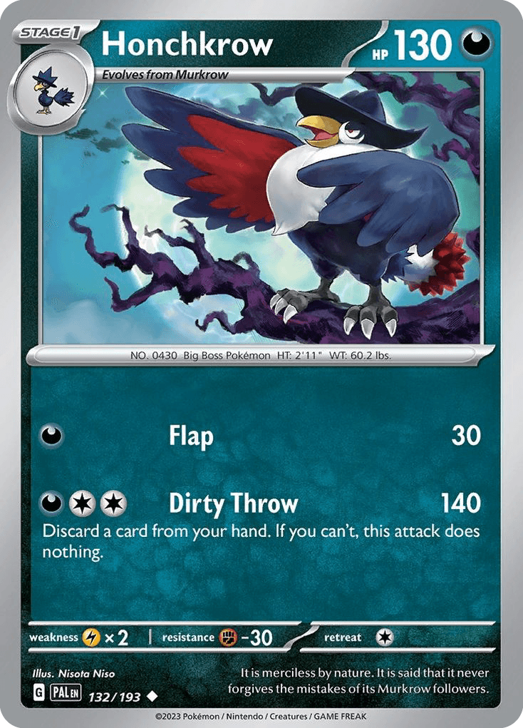Honchkrow, carta 132 de Paldea Evolved