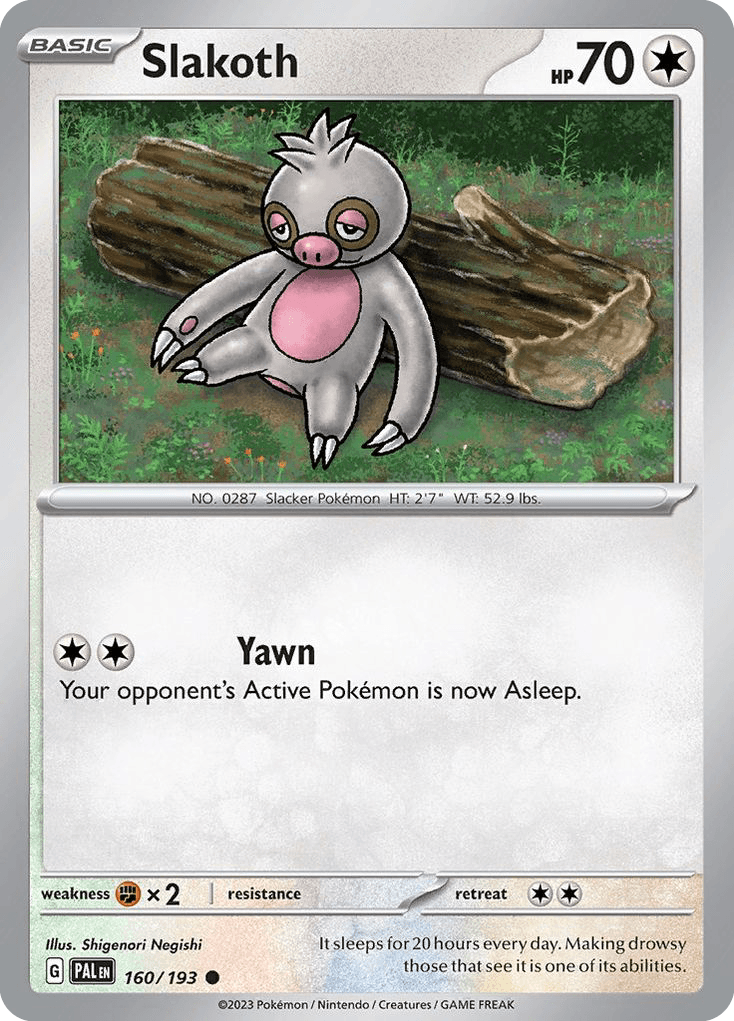 Slakoth, carta 160 de Paldea Evolved