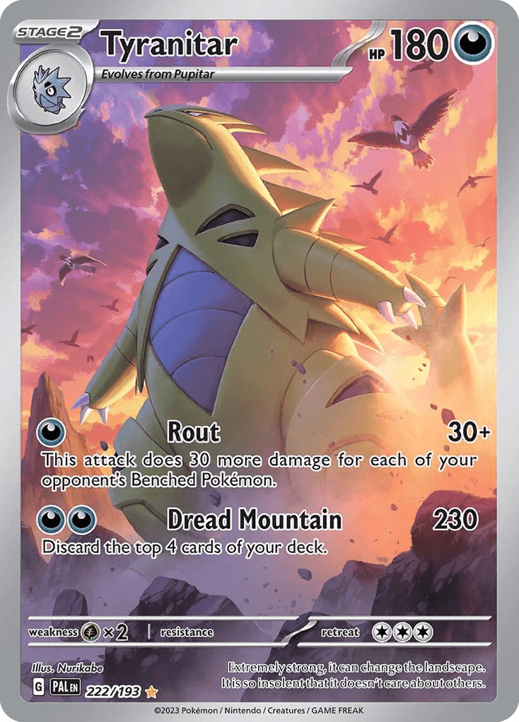 Tyranitar, carta 222 de Paldea Evolved