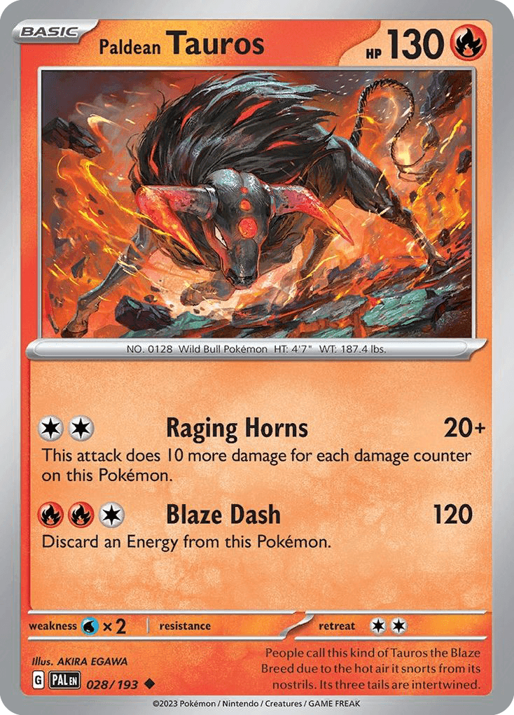 Paldean Tauros, carta 028 de Paldea Evolved