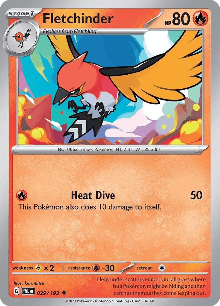 Fletchinder, carta 029 de Paldea Evolved