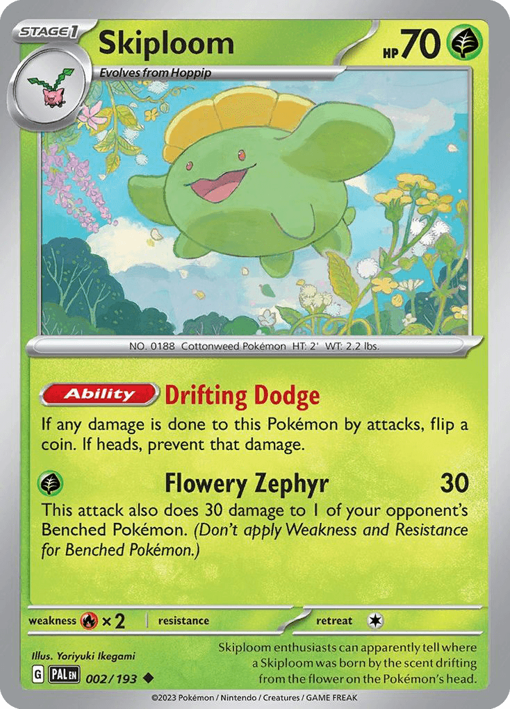 Skiploom, carta 002 de Paldea Evolved