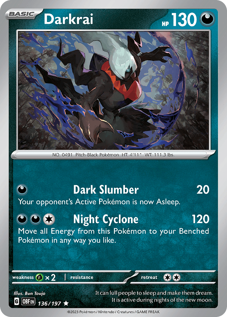 Darkrai, carta 136 de Obsidian Flames