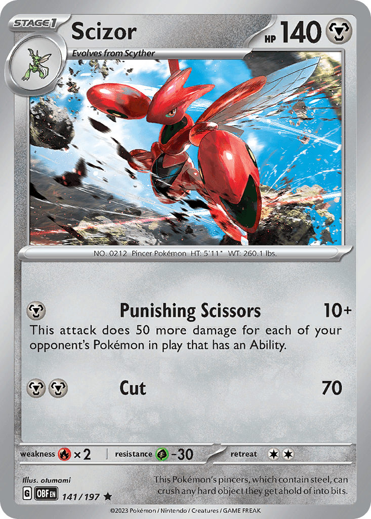 Scizor, carta 141 de Obsidian Flames