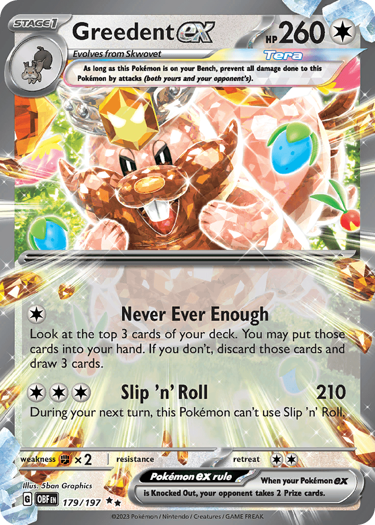 Greedent ex, carta 179 de Obsidian Flames
