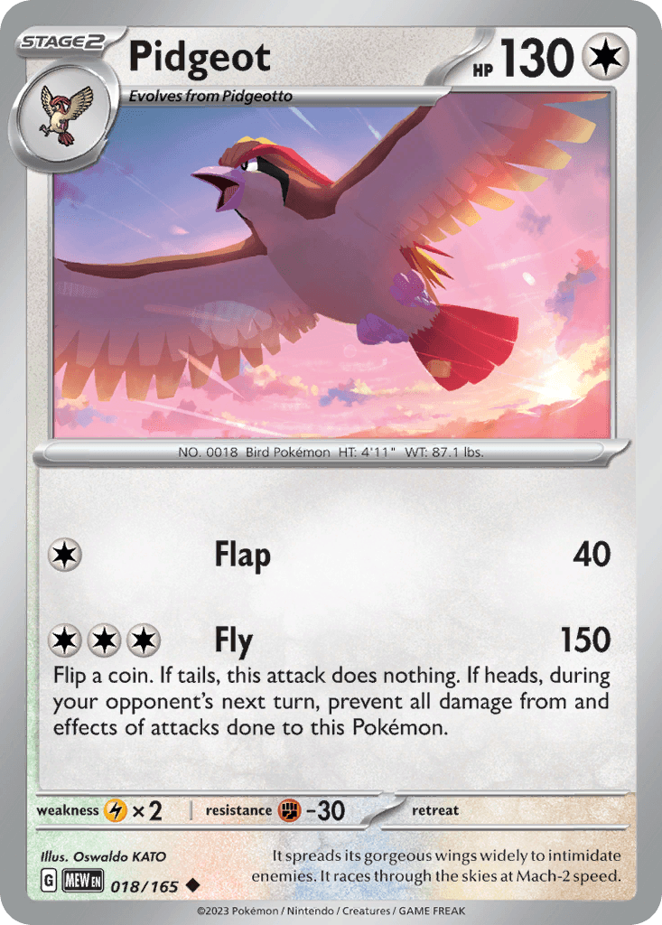 Pidgeot, carta 018 de 151
