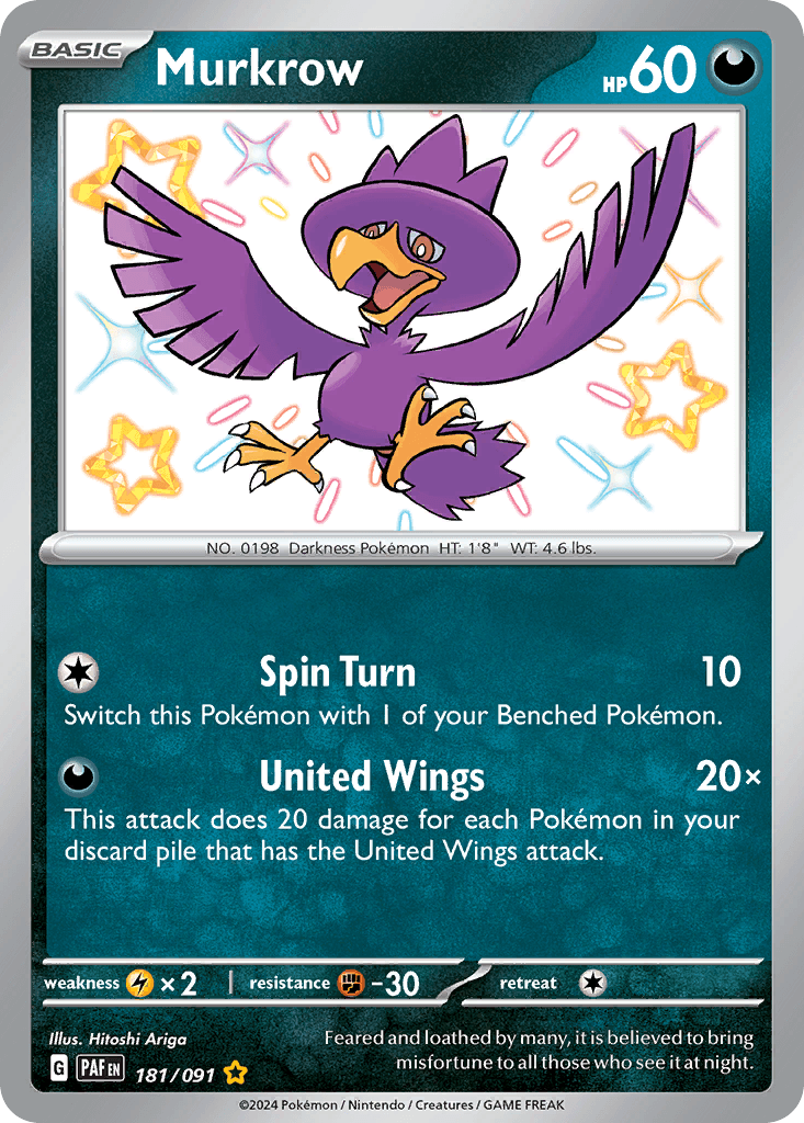 Murkrow, carta 181 de Paldean Fates