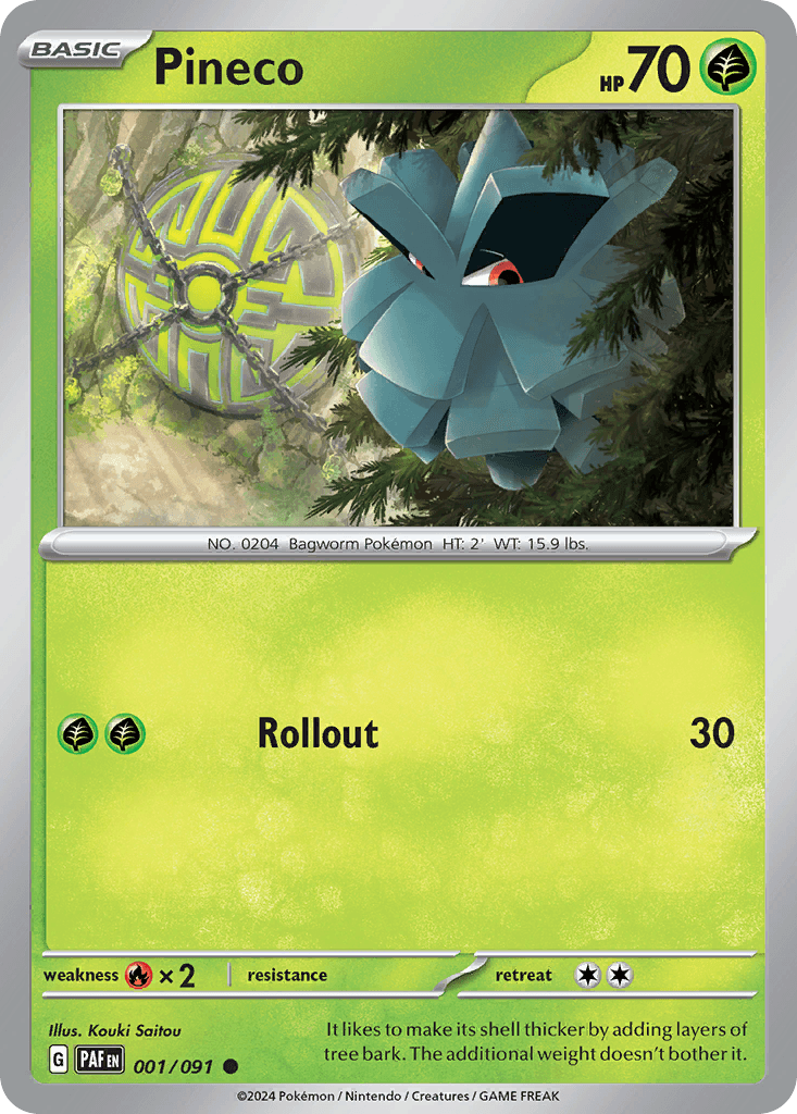Pineco, carta 001 de Paldean Fates