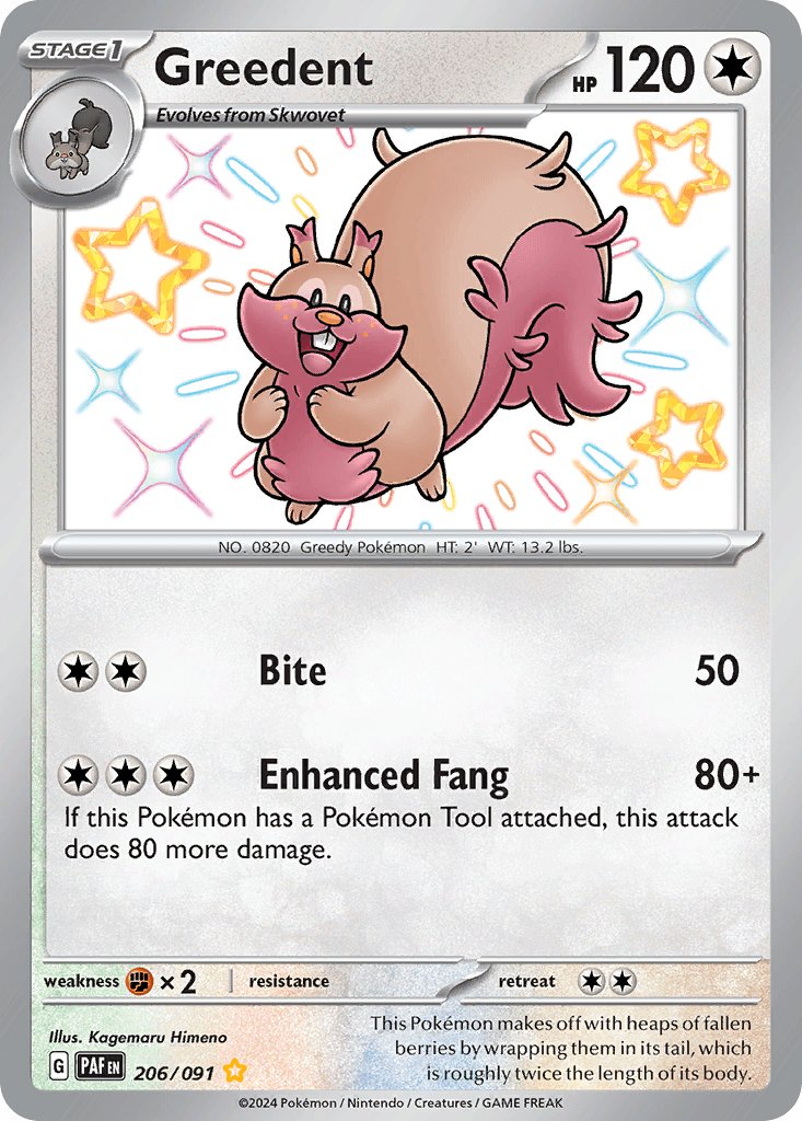 Greedent, carta 206 de Paldean Fates