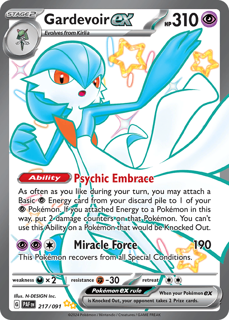 Gardevoir ex, carta 217 de Paldean Fates