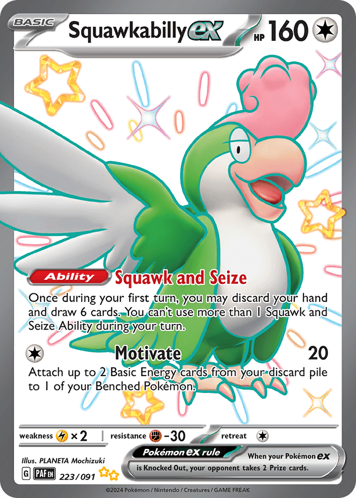 Squawkabilly ex, carta 223 de Paldean Fates