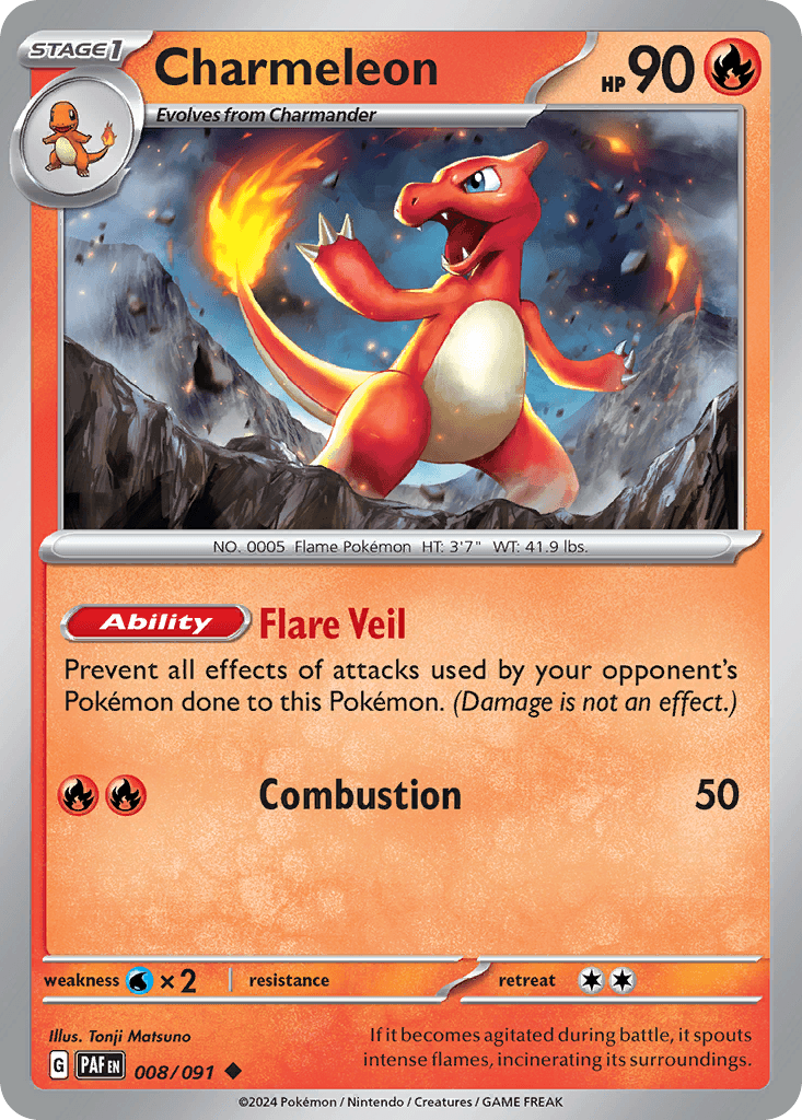 Charmeleon, carta 008 de Paldean Fates
