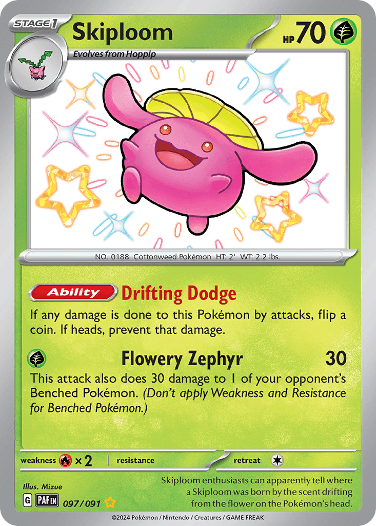 Skiploom, carta 097 de Paldean Fates