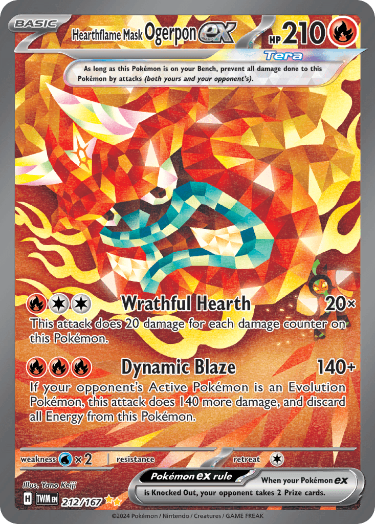Hearthflame Mask Ogerpon ex, carta 212 de Twilight Masquerade