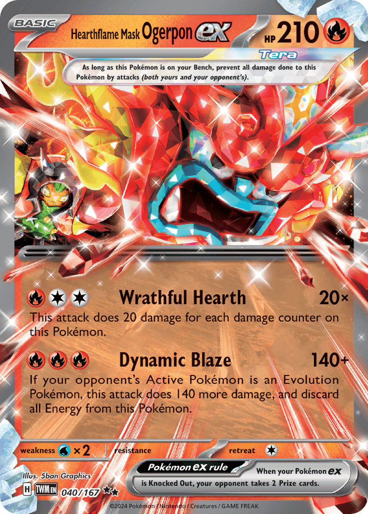 Hearthflame Mask Ogerpon ex, carta 040 de Twilight Masquerade