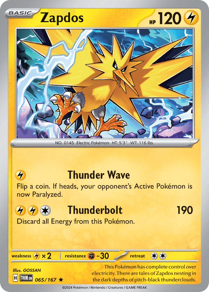Zapdos, carta 065 de Twilight Masquerade