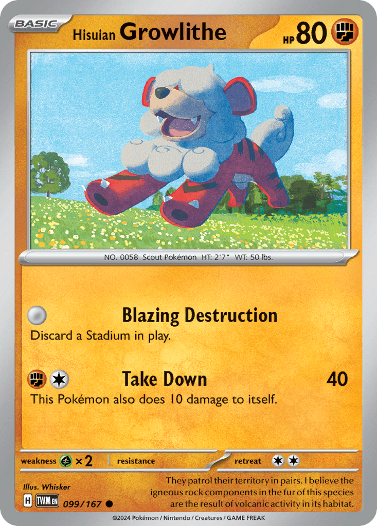 Hisuian Growlithe, carta 099 de Twilight Masquerade