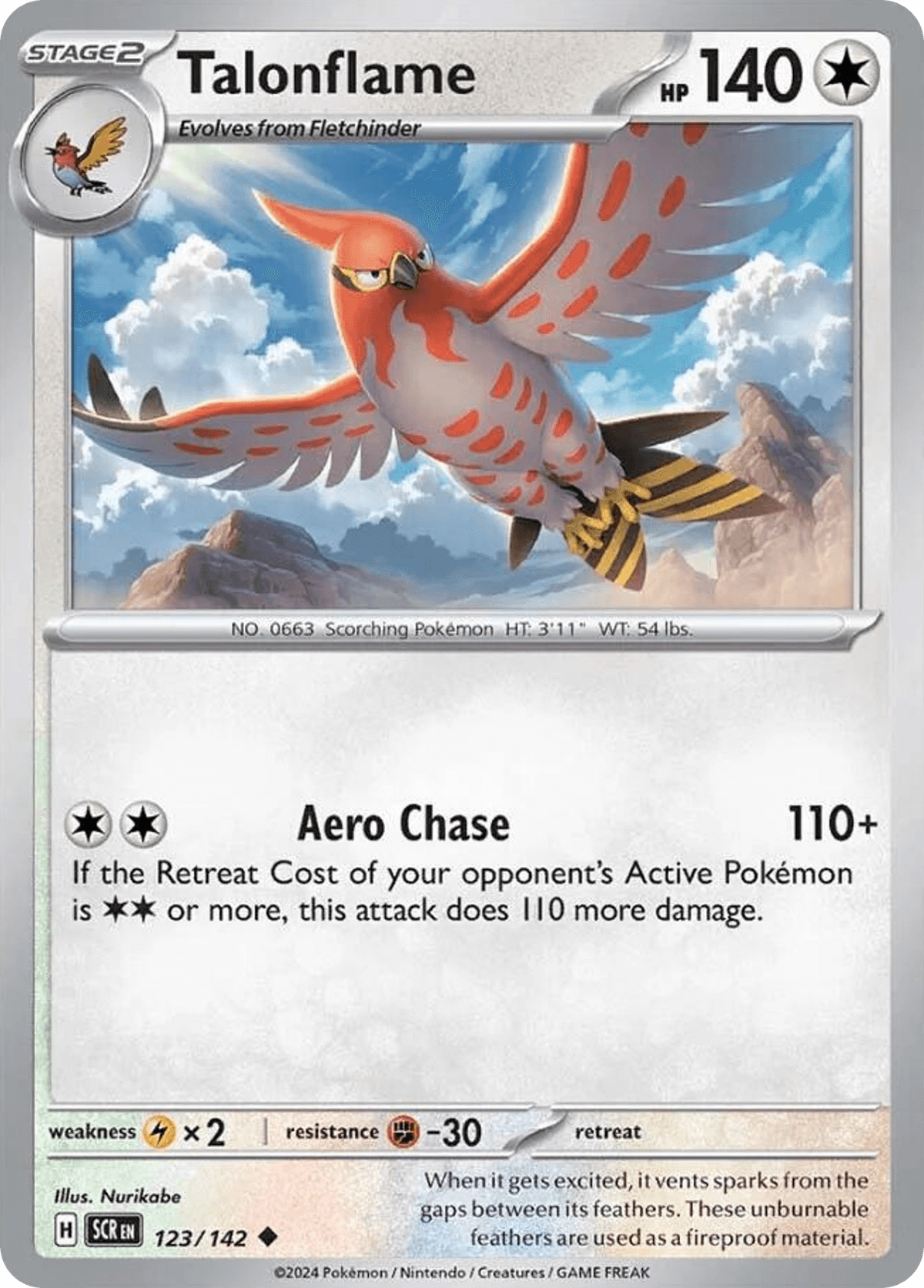Talonflame, carta 123 de Stellar Crown