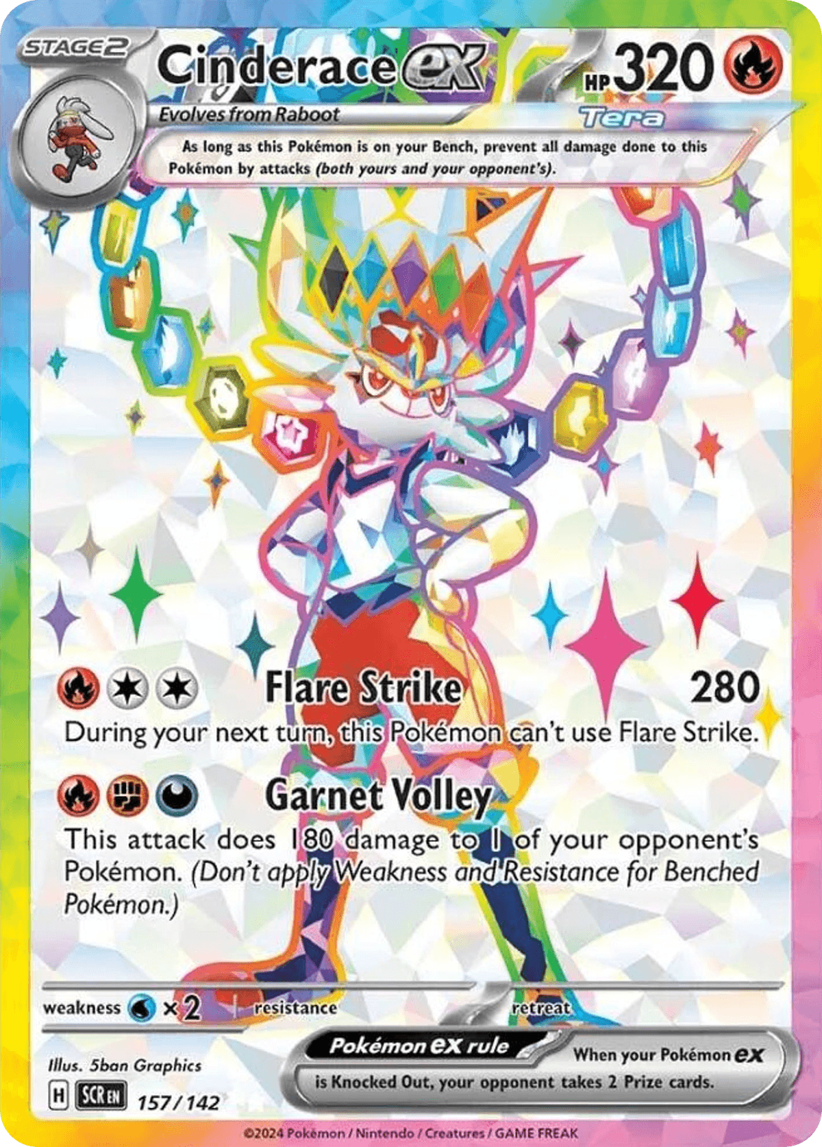 Cinderace ex, carta 157 de Stellar Crown