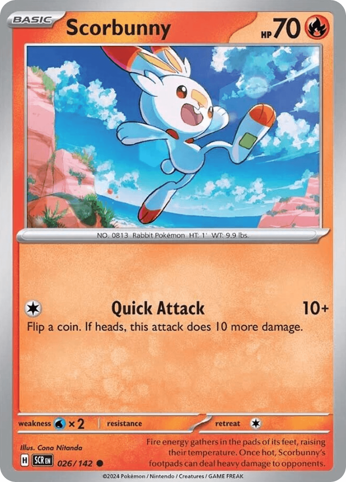 Scorbunny, carta 026 de Stellar Crown