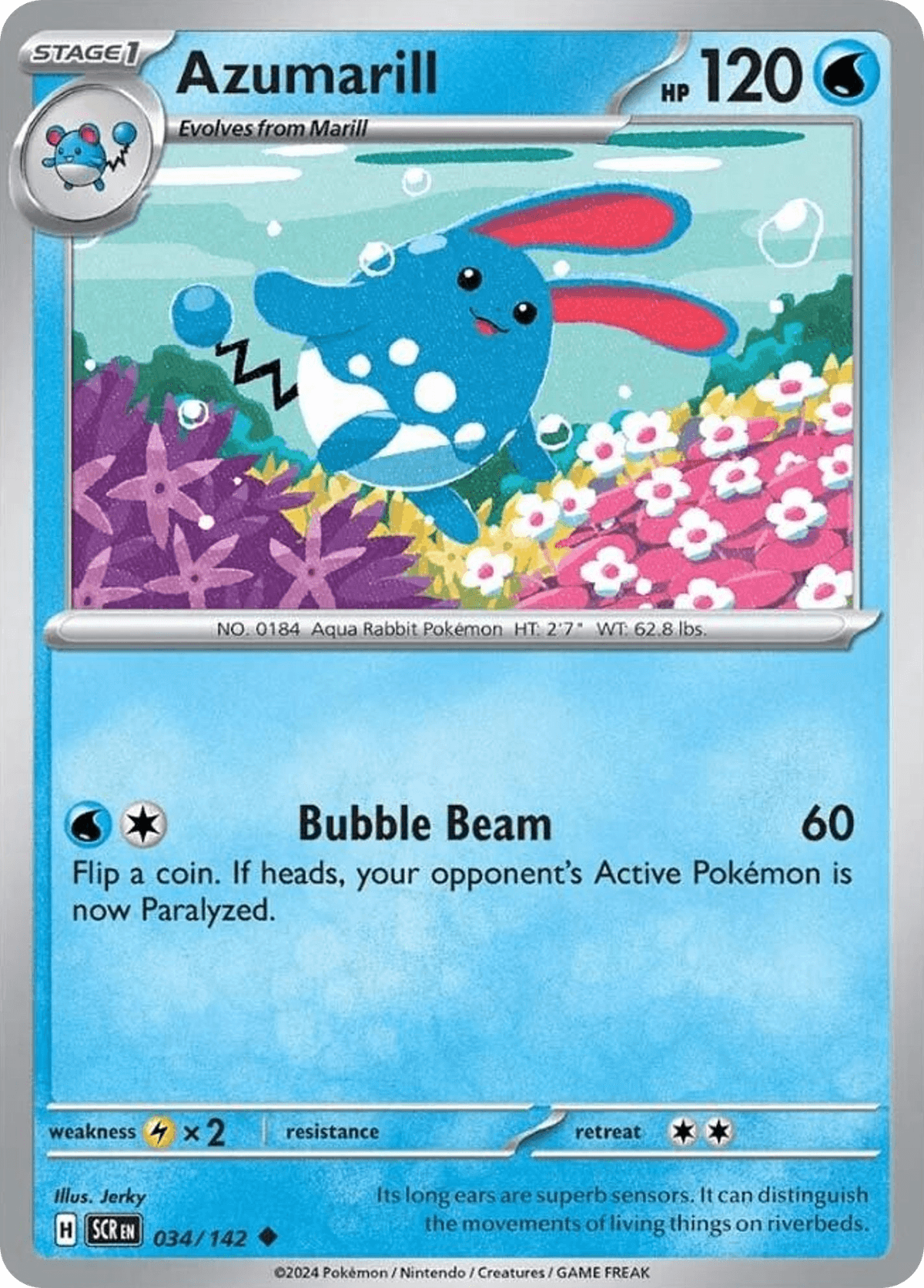 Azumarill, carta 034 de Stellar Crown