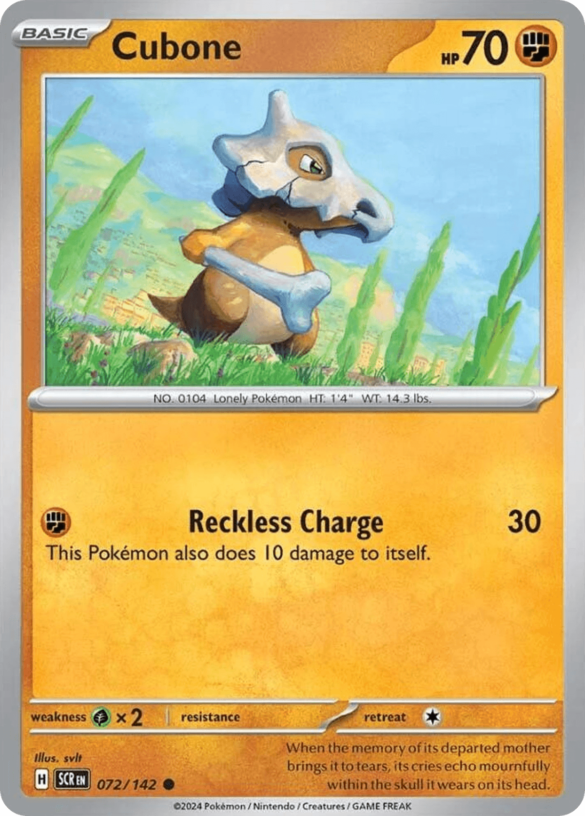 Cubone, carta 072 de Stellar Crown