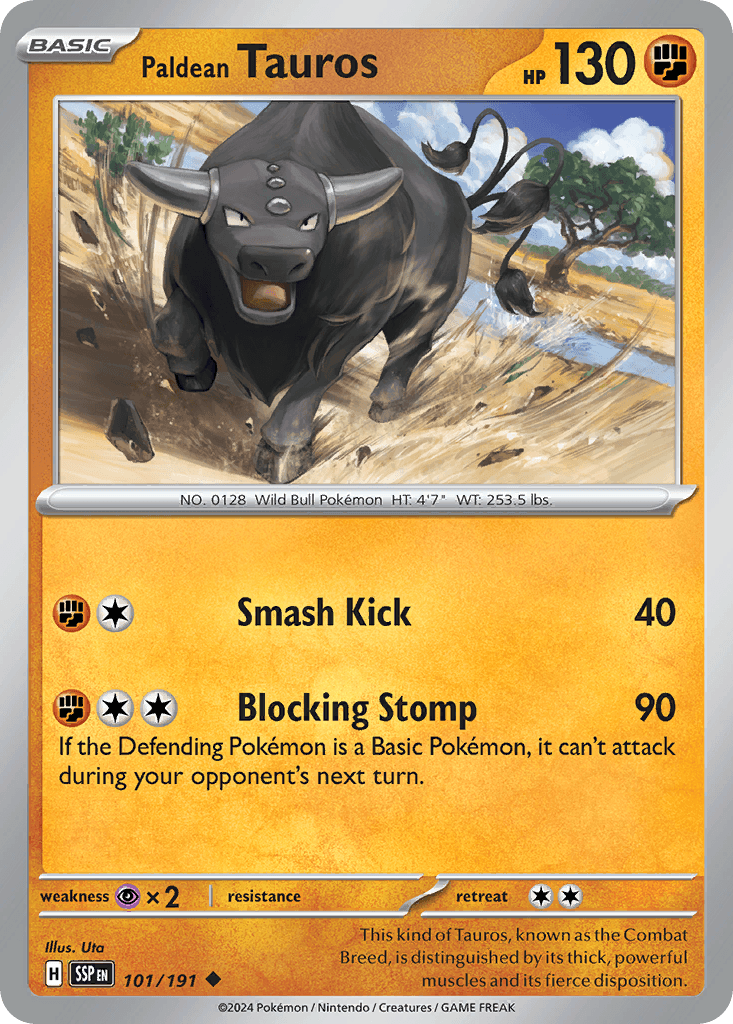 Paldean Tauros, carta 101 de Surging Sparks