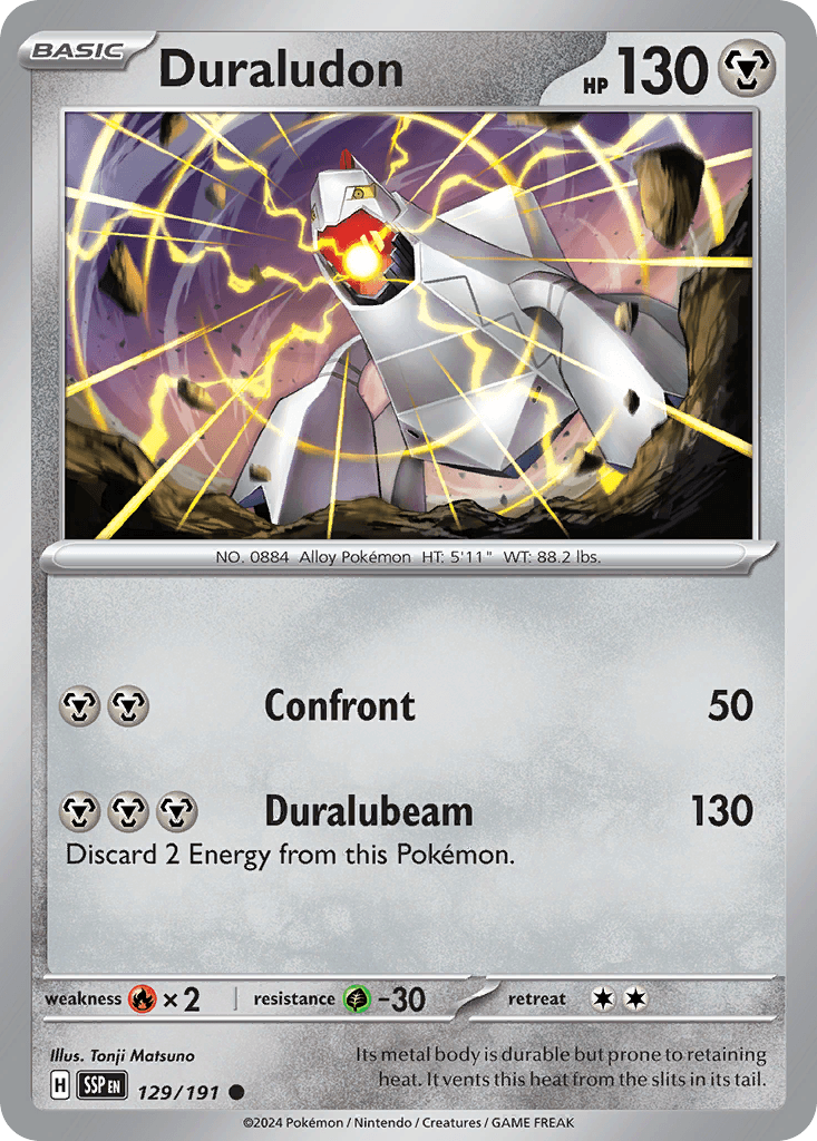 Duraludon, carta 129 de Surging Sparks