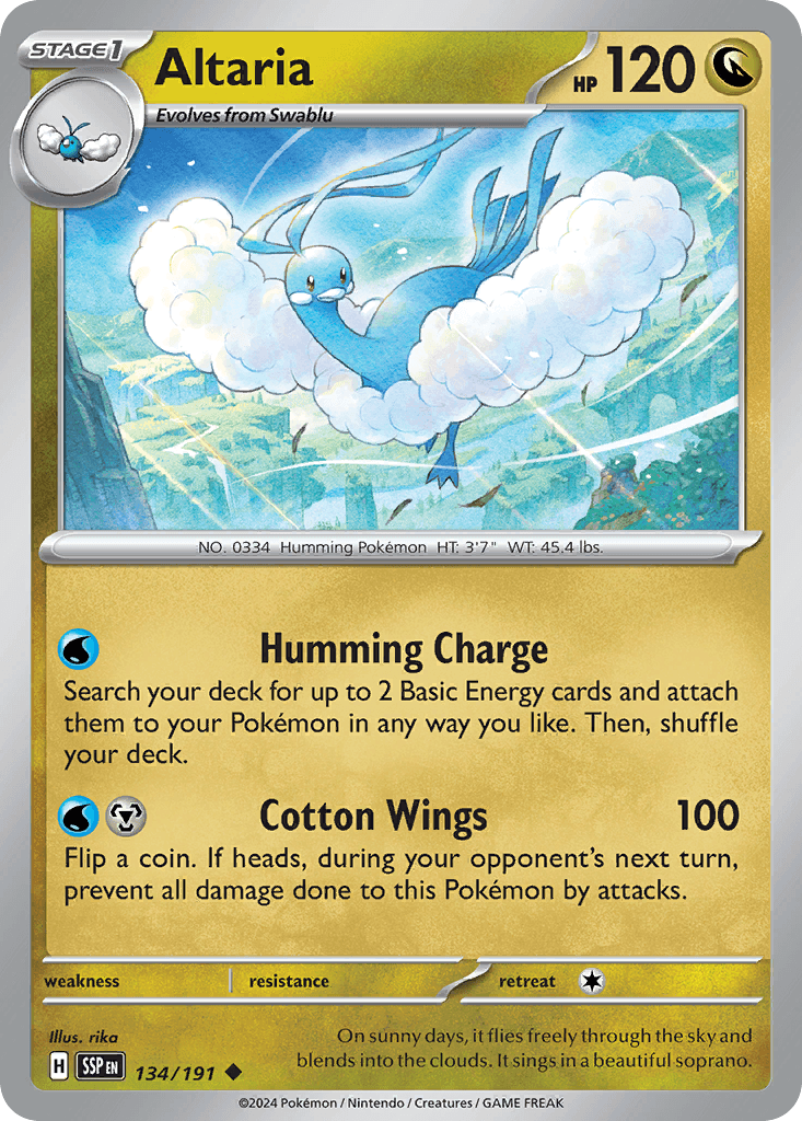 Altaria, carta 134 de Surging Sparks