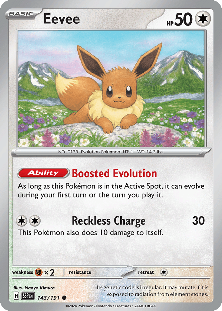 Eevee, carta 143 de Surging Sparks