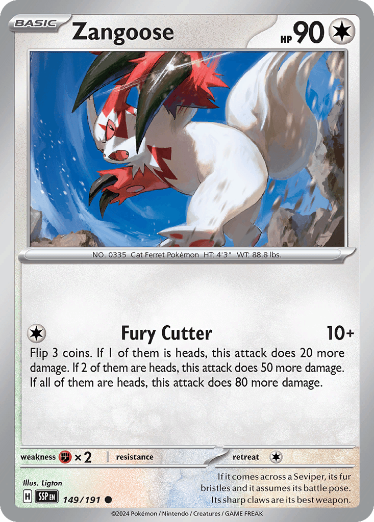 Zangoose, carta 149 de Surging Sparks