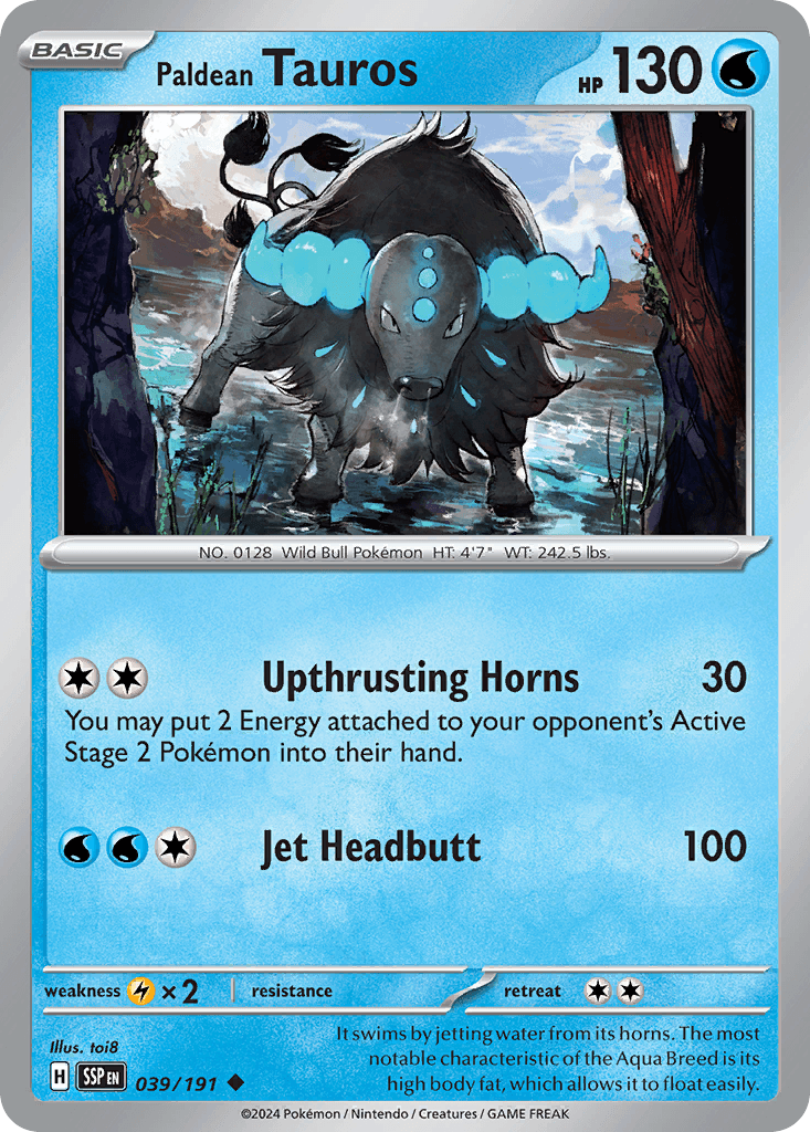 Paldean Tauros, carta 039 de Surging Sparks