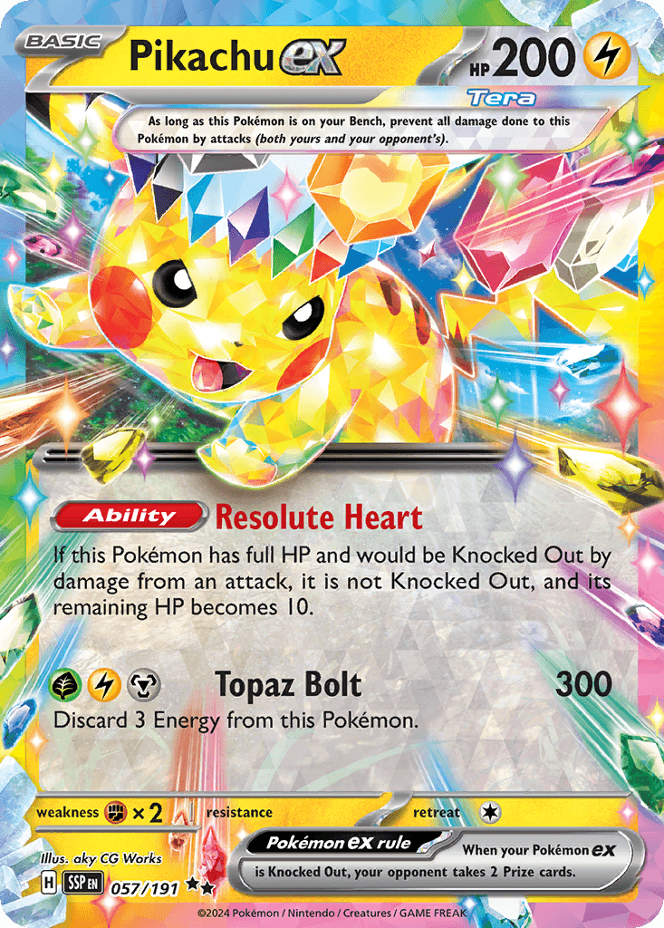 Pikachu ex, carta 057 de Surging Sparks