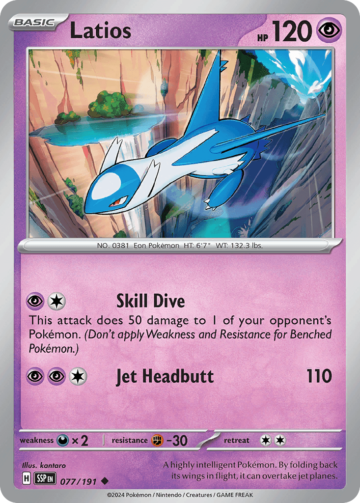 Latios, carta 077 de Surging Sparks