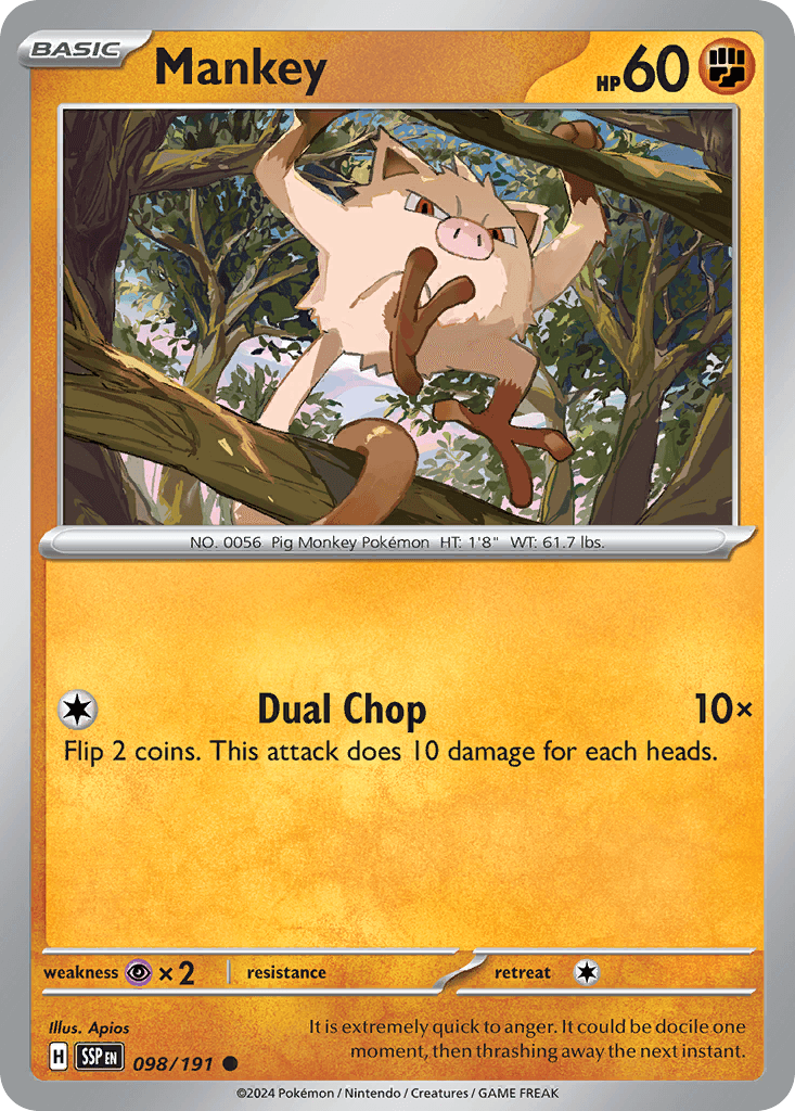 Mankey, carta 098 de Surging Sparks