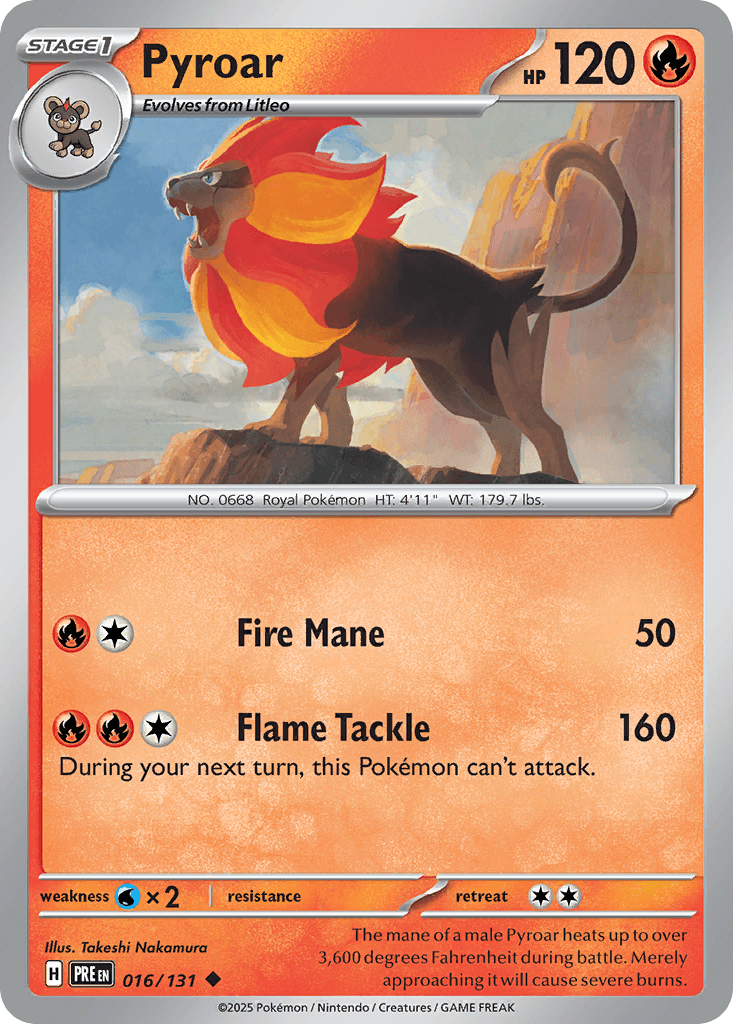 Pyroar, carta 016 de Prismatic Evolutions