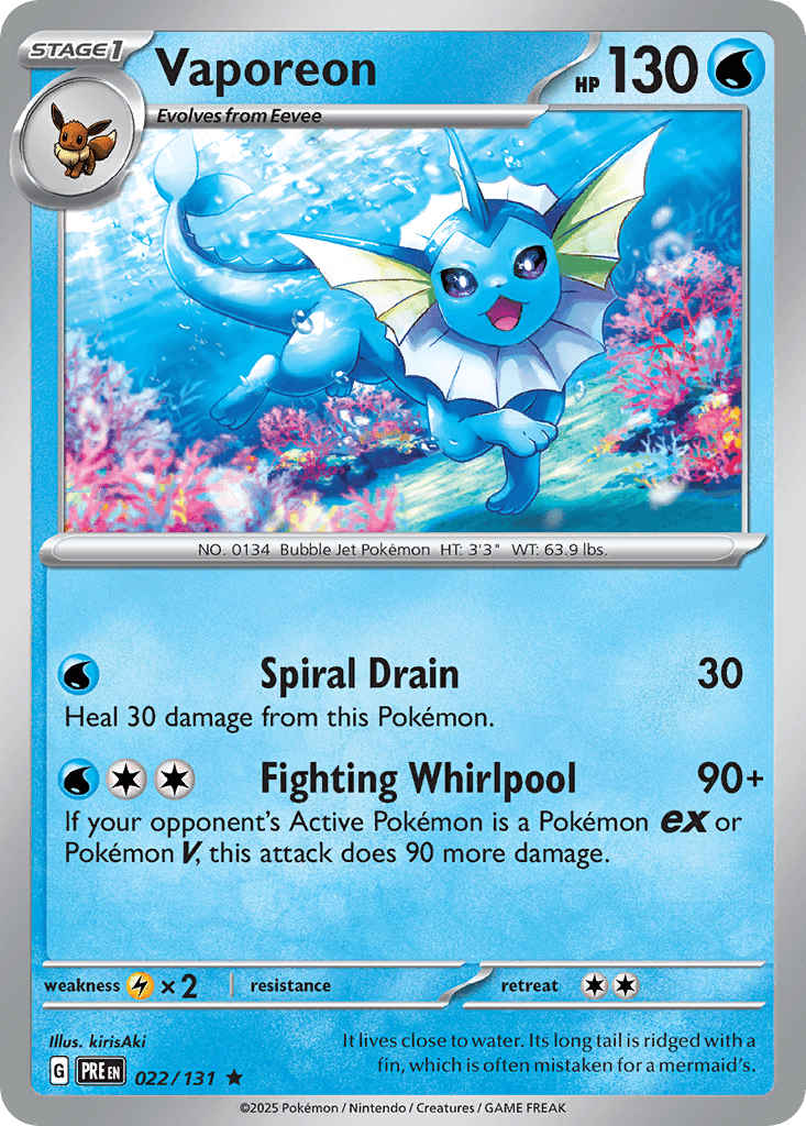 Vaporeon, carta 022 de Prismatic Evolutions
