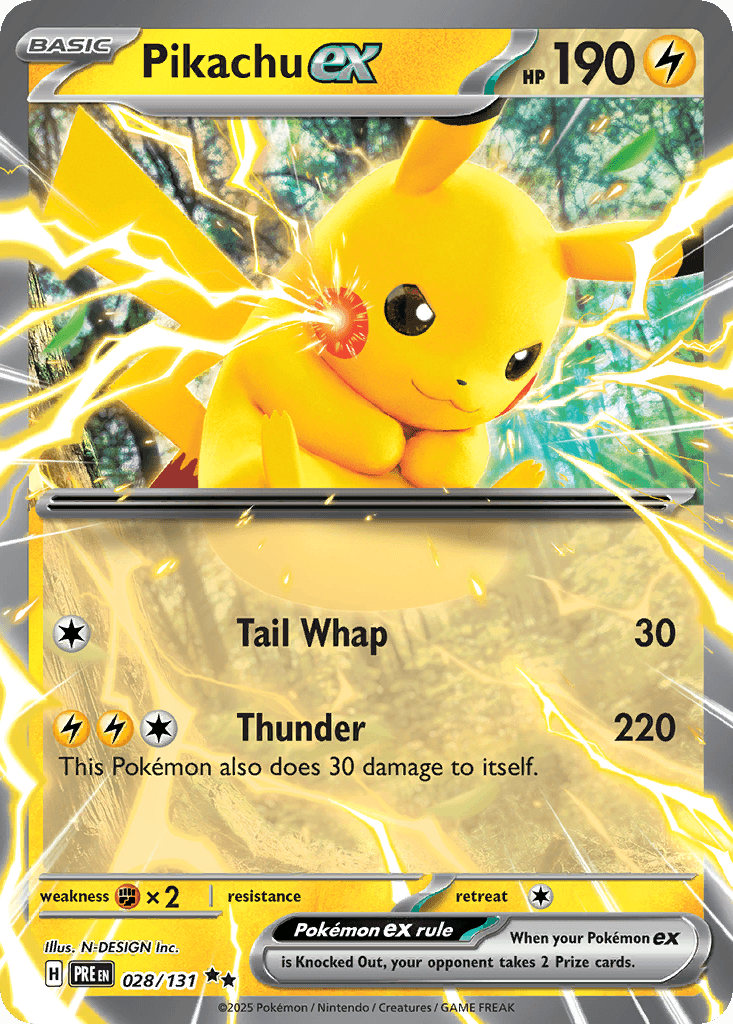 Pikachu ex, carta 028 de Prismatic Evolutions