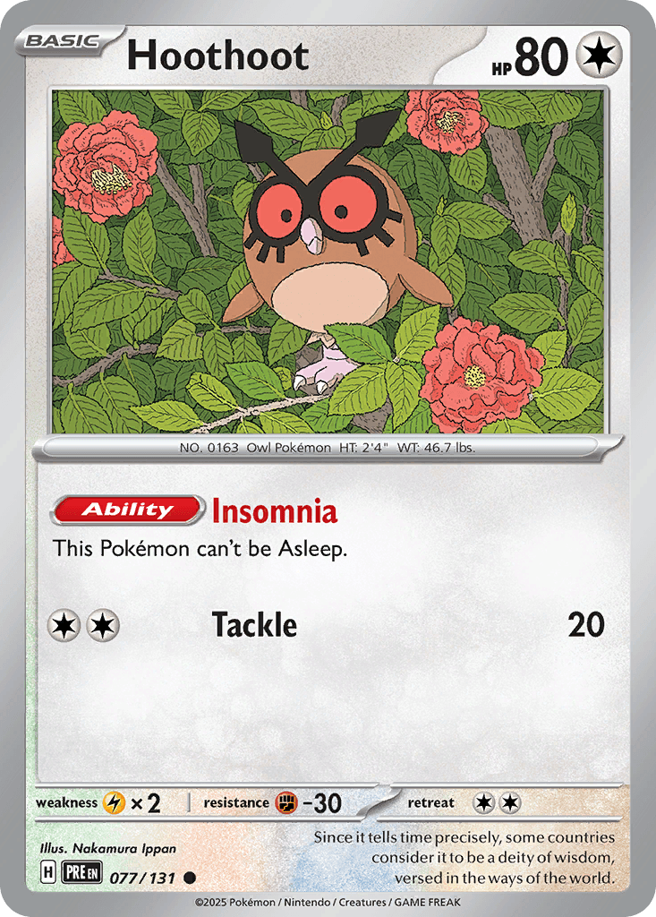 Hoothoot, carta 077 de Prismatic Evolutions